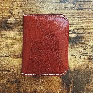 Leather unisex red wallet fold